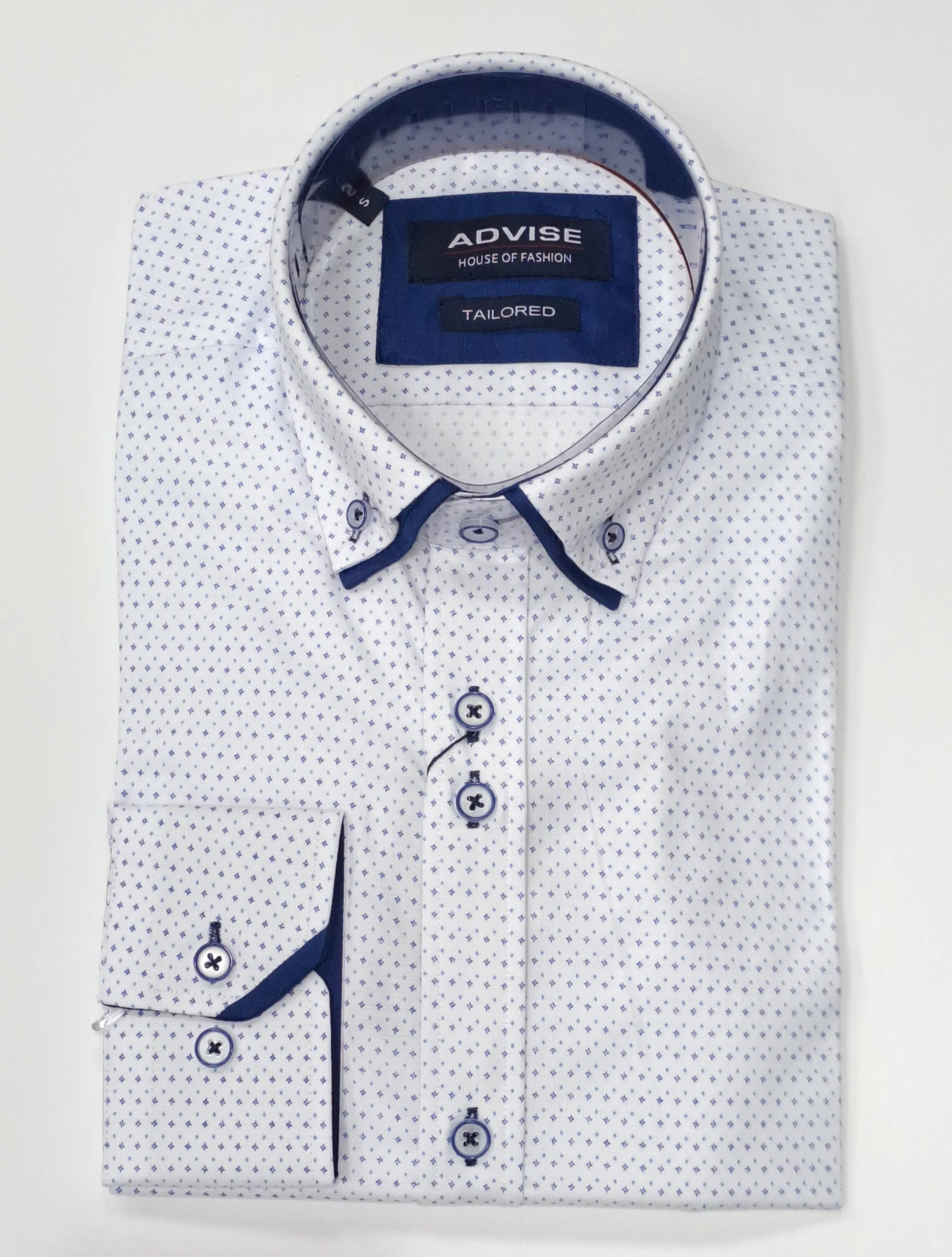 Advise House Of Fashion Long Sleeve Shirt 836 - White/Blue