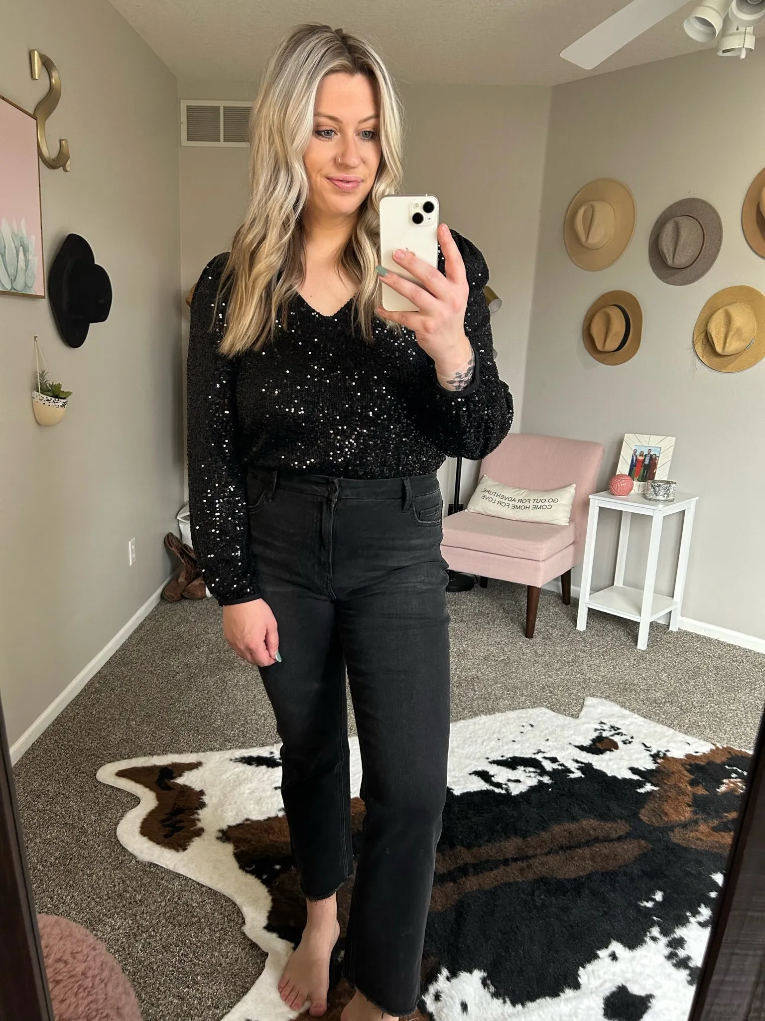 All That Dazzle Sequin Detail Faux-Wrap Bodysuit - Multiple Options