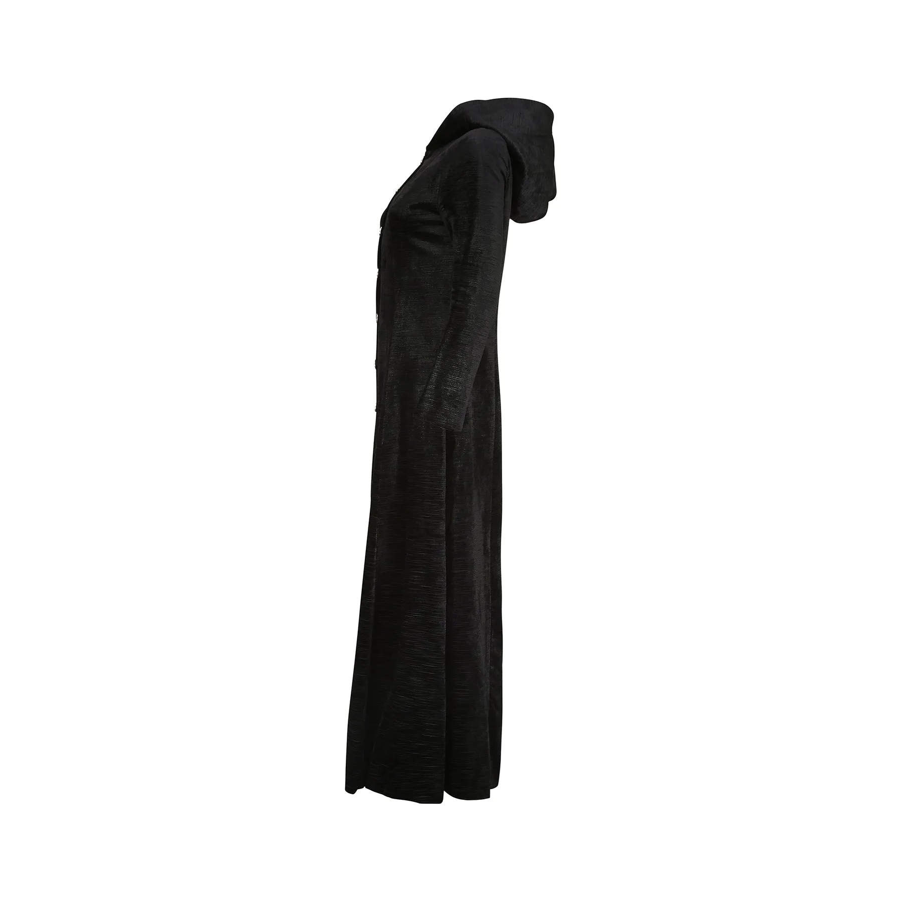 ARCHIVE - 1960s Jeff Banks Clobber Black Velvet Hooded Coat