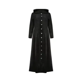 ARCHIVE - 1960s Jeff Banks Clobber Black Velvet Hooded Coat