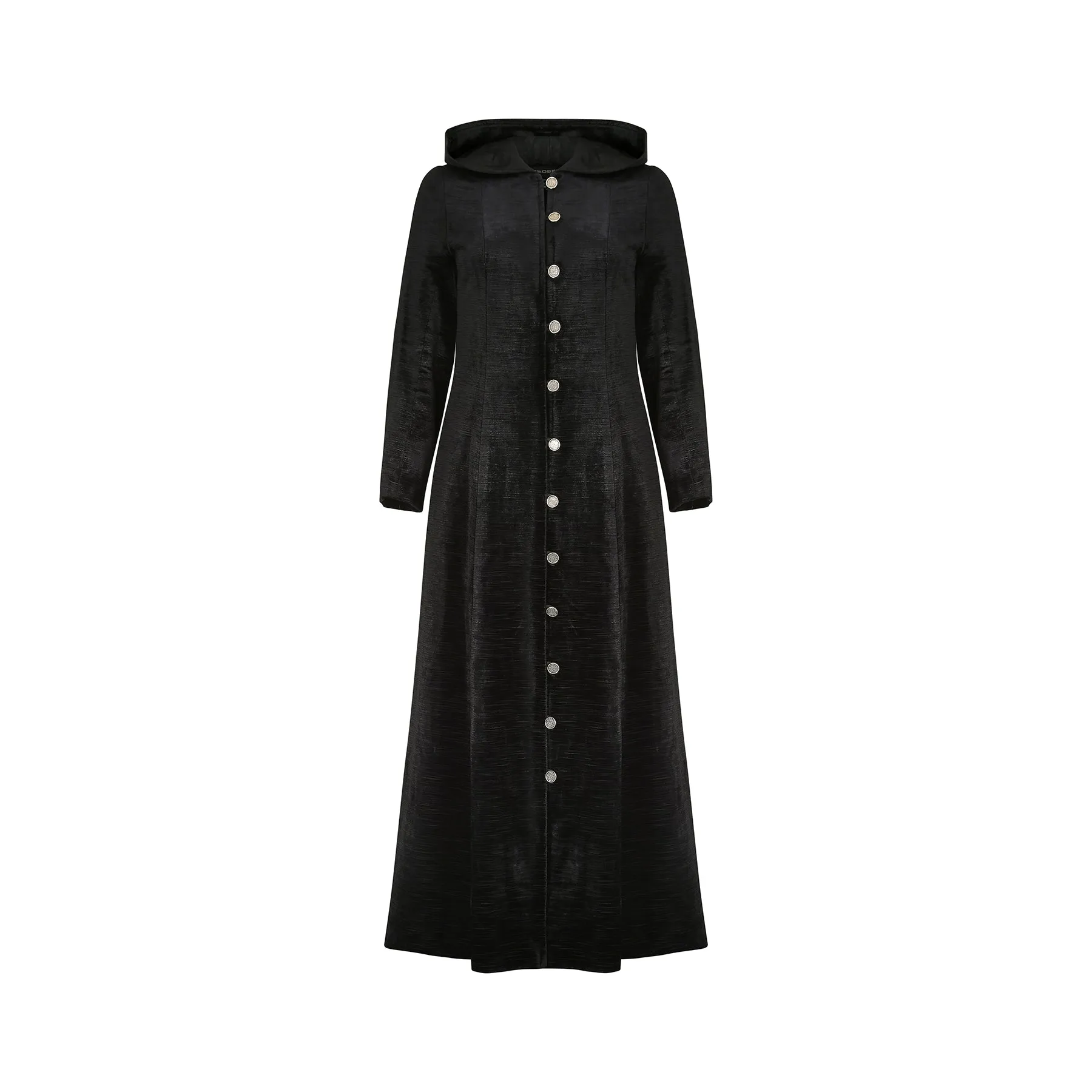 ARCHIVE - 1960s Jeff Banks Clobber Black Velvet Hooded Coat