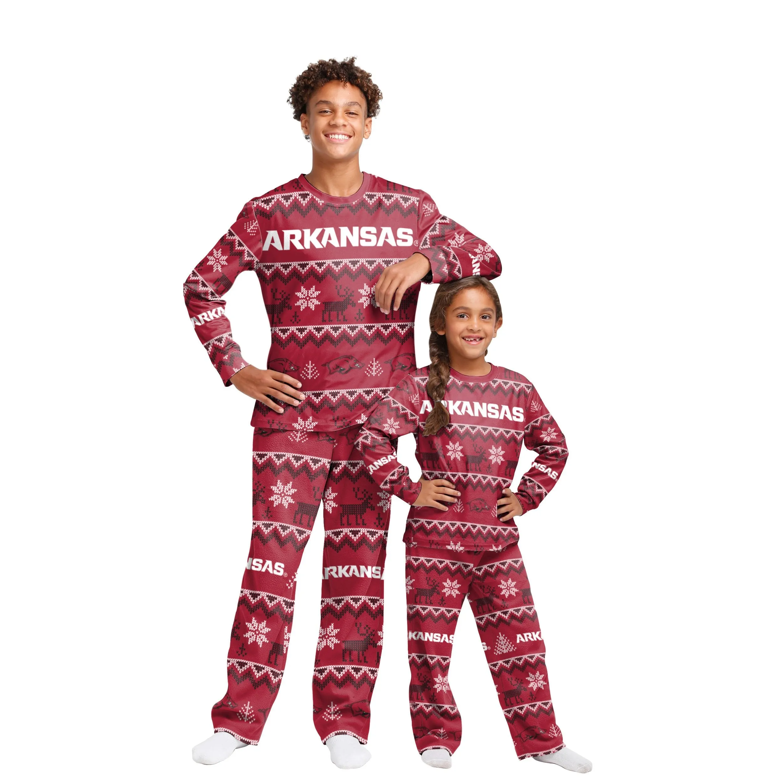 Arkansas Razorbacks NCAA Ugly Pattern Family Holiday Pajamas