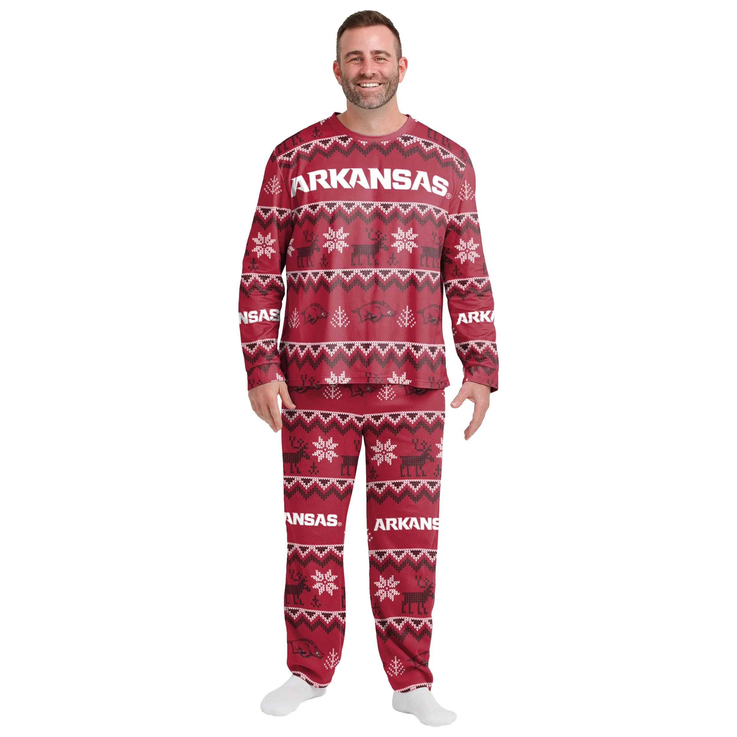 Arkansas Razorbacks NCAA Ugly Pattern Family Holiday Pajamas