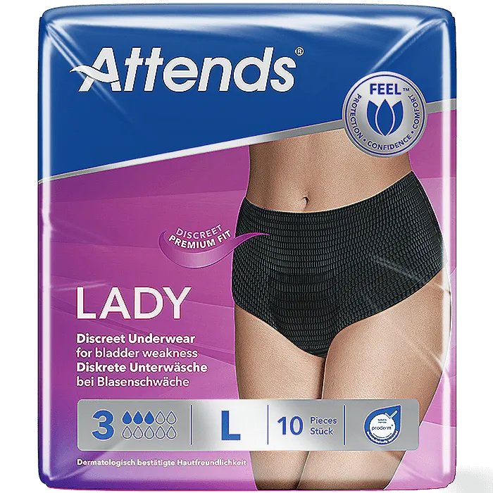 Attends Lady Discreet Underwear 3 Large Pack of 10