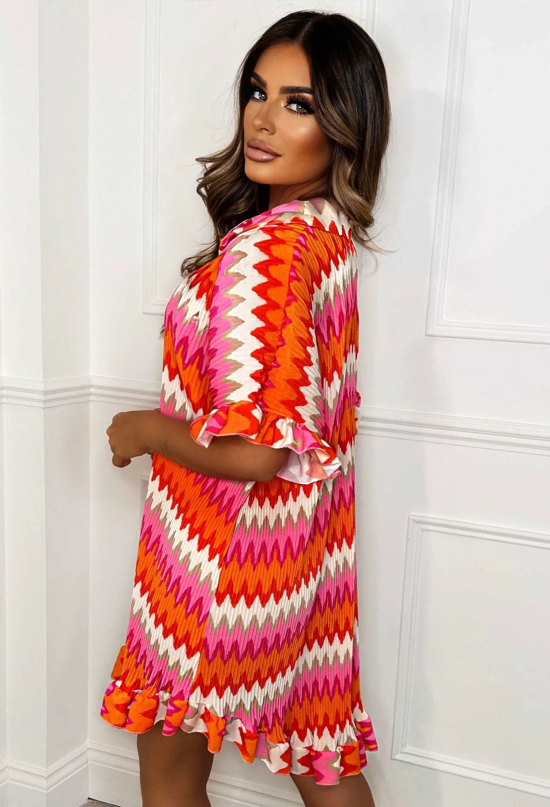 Babes Who Brunch Multi Stretch Plisse Mini Dress