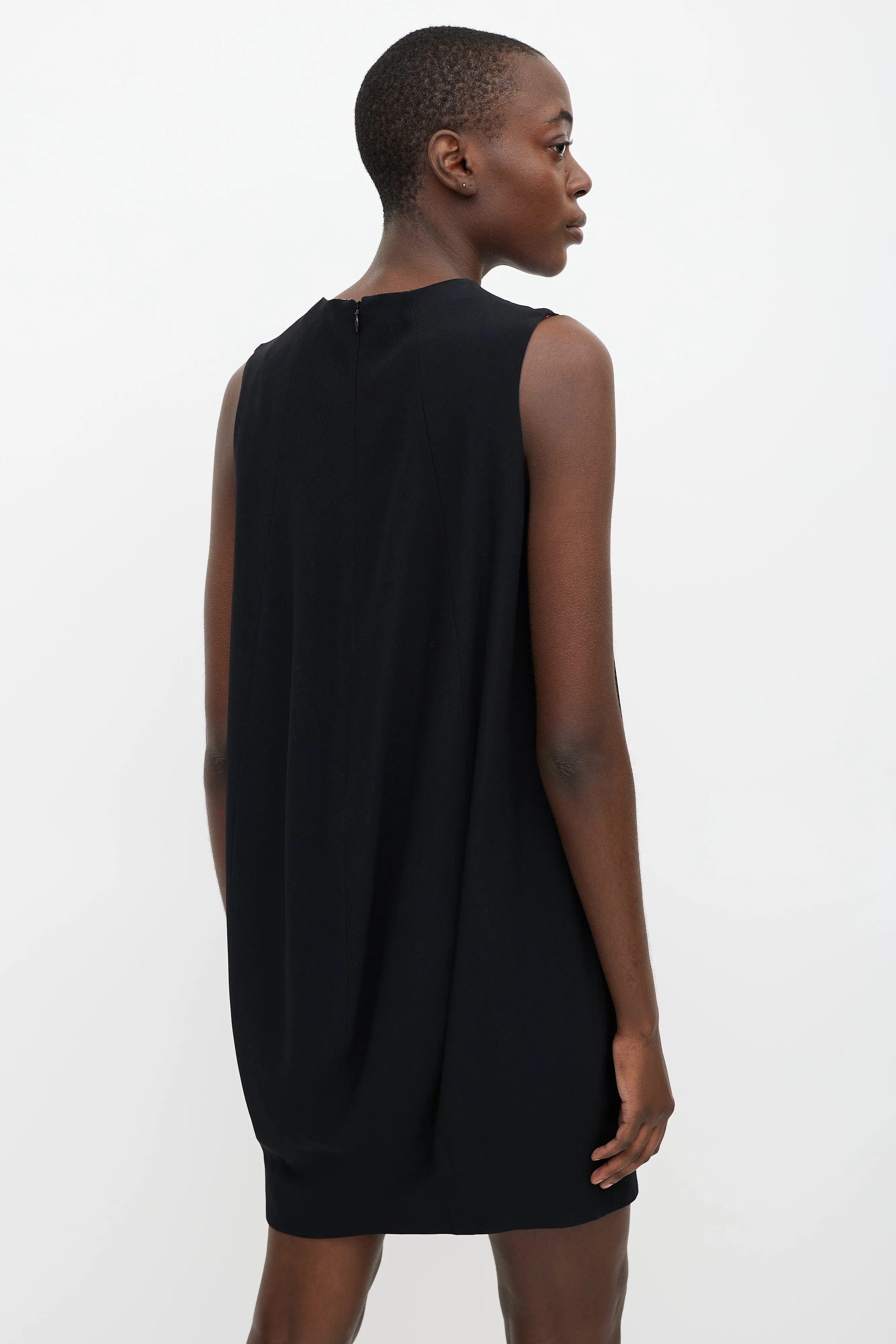 Black & Pink V-Neck Dress
