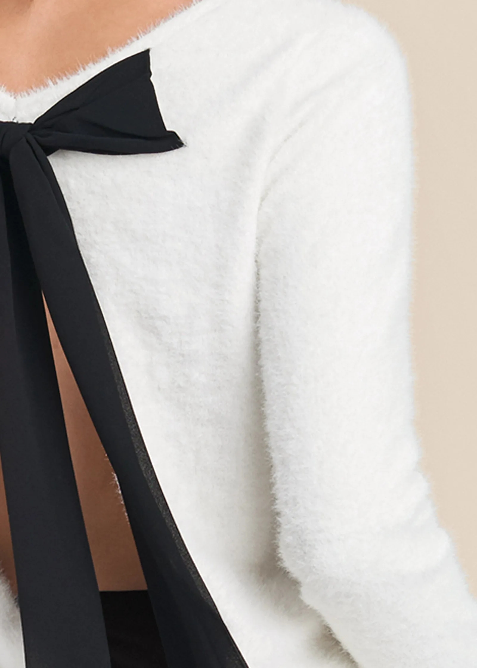 Bow Detail Open Back Sweater - Off White