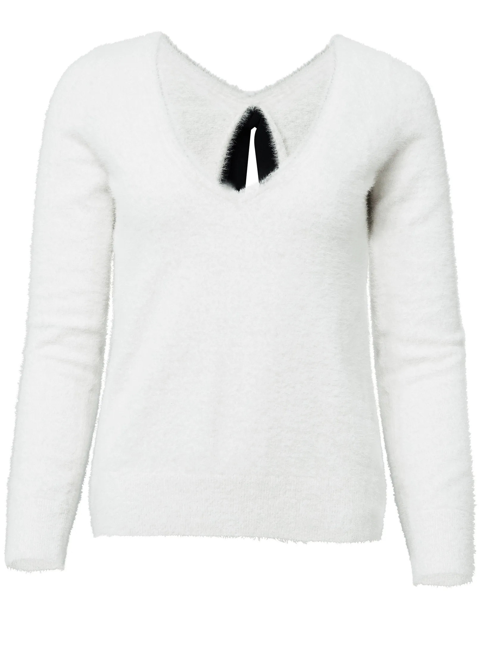 Bow Detail Open Back Sweater - Off White