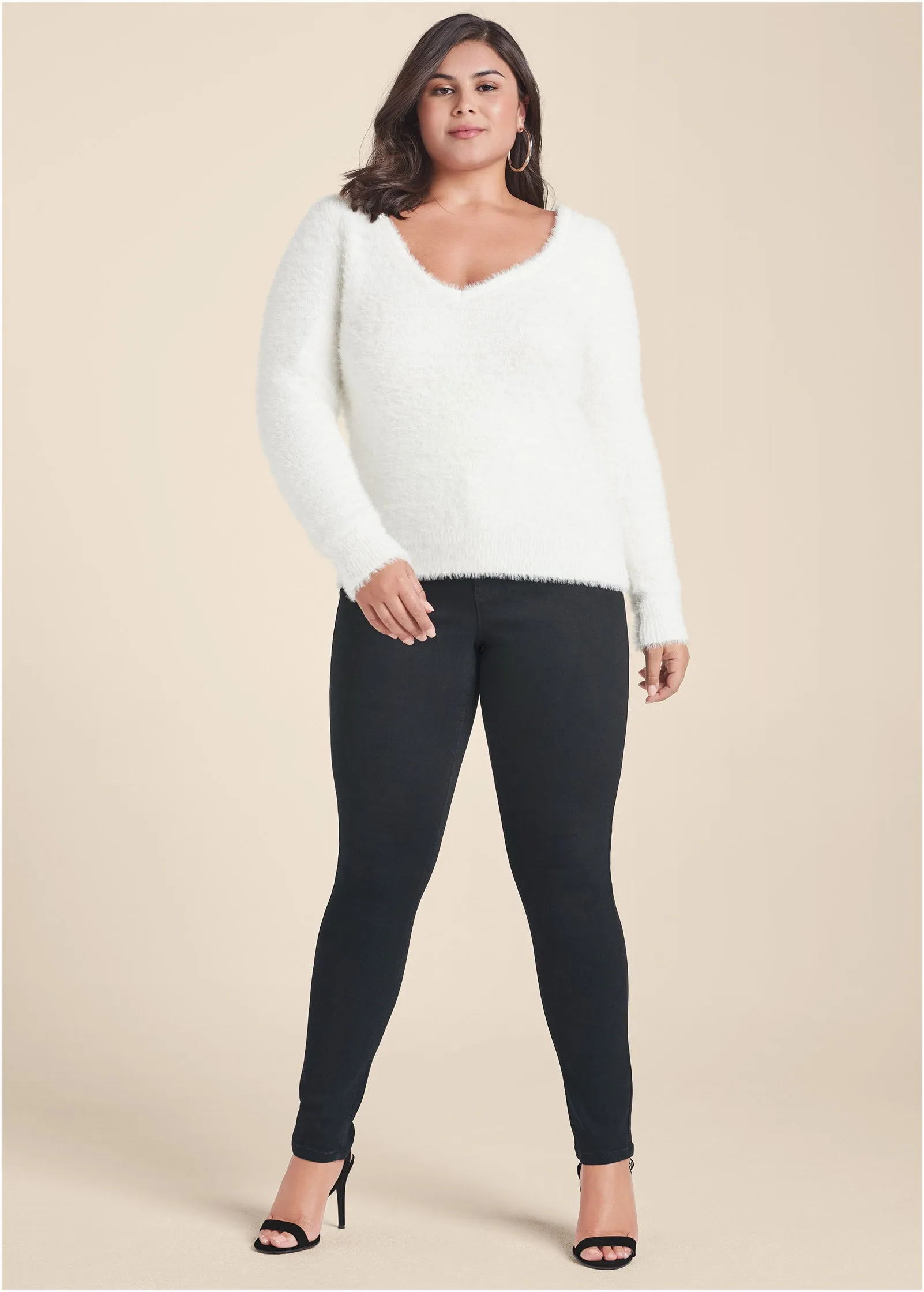 Bow Detail Open Back Sweater - Off White