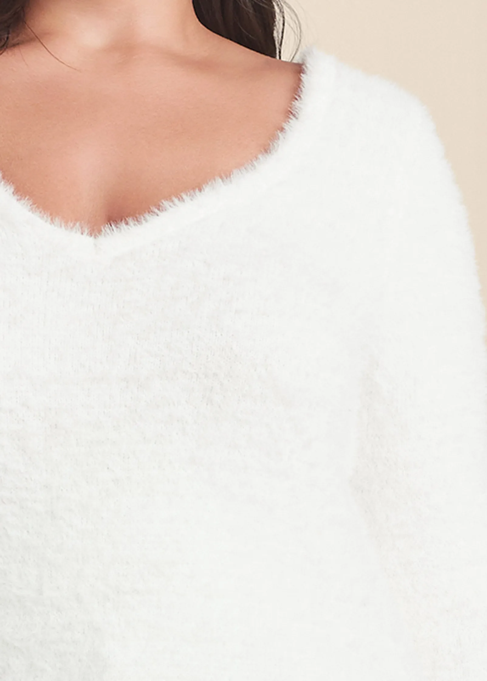Bow Detail Open Back Sweater - Off White