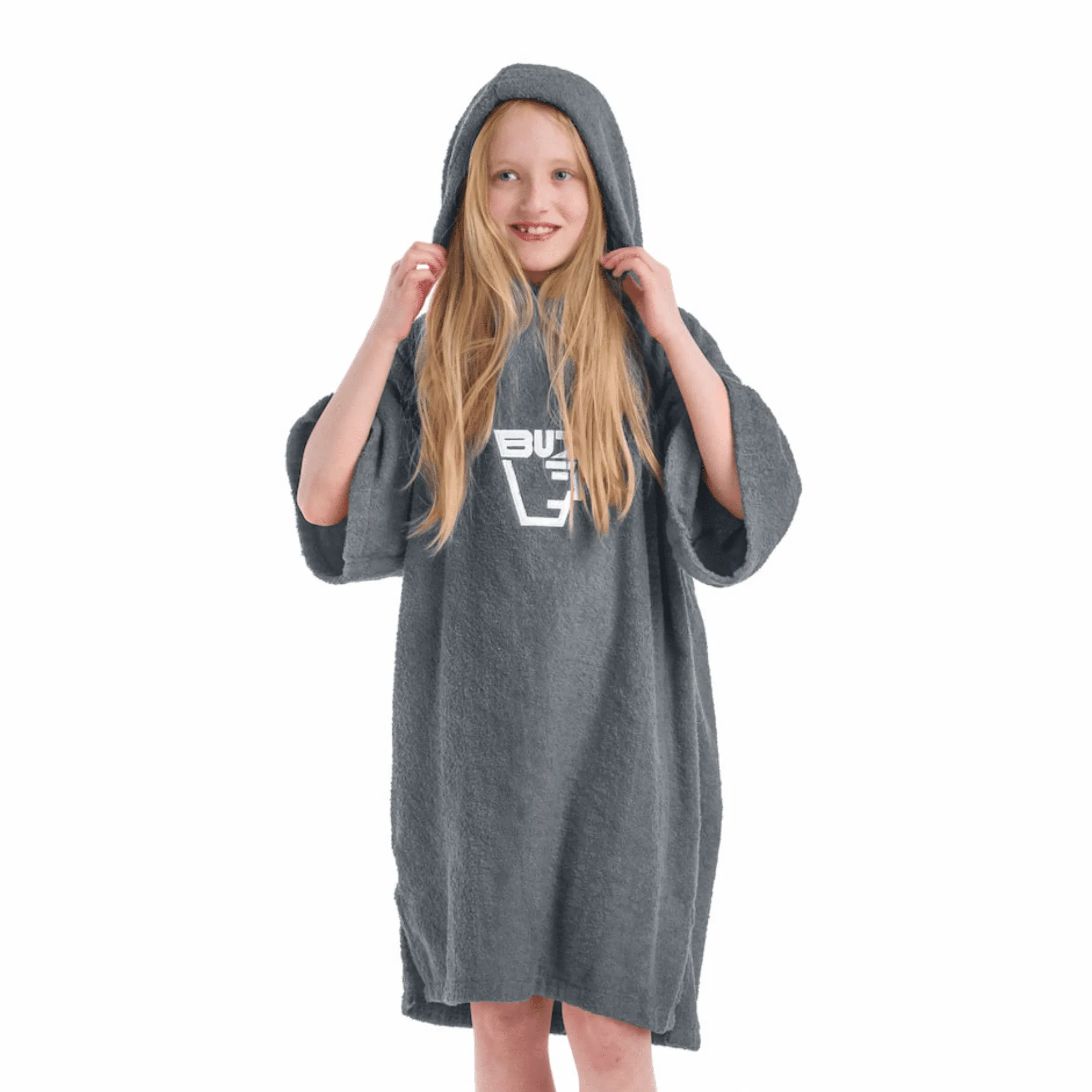 Buz Junior Unisex Hooded Changing Robe - Rock Grey