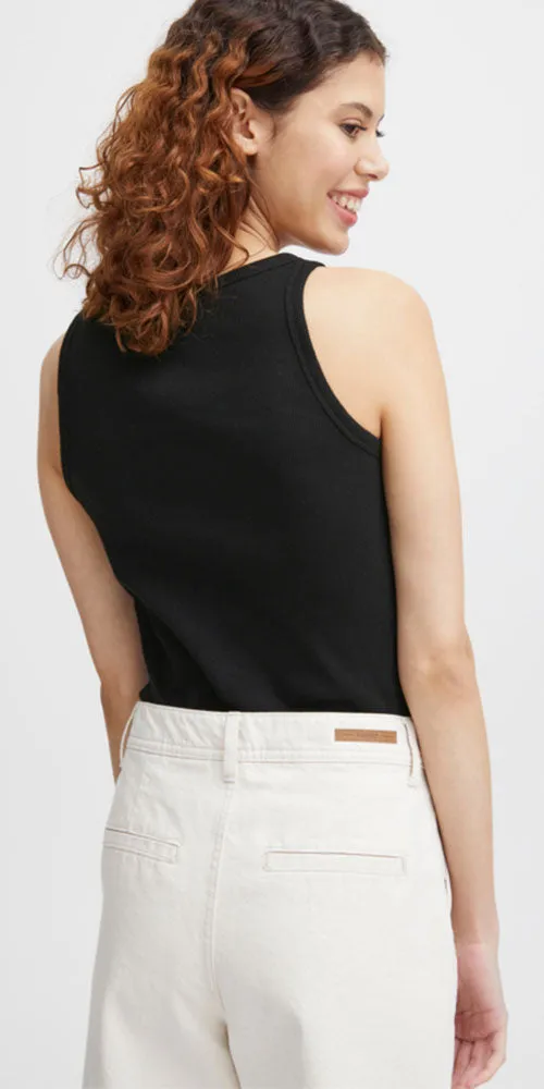 B.Young Ribbed Tank, black
