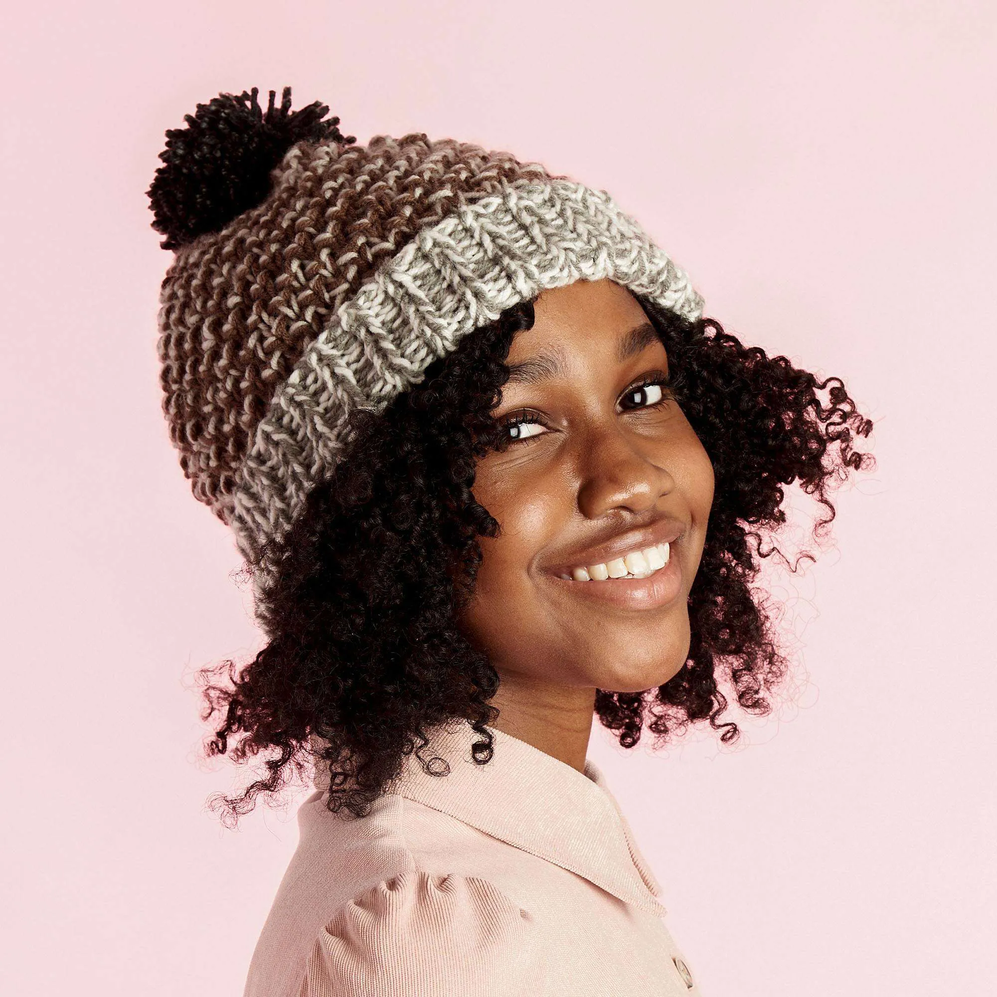 Caron Double Strand Knit Textured Hat