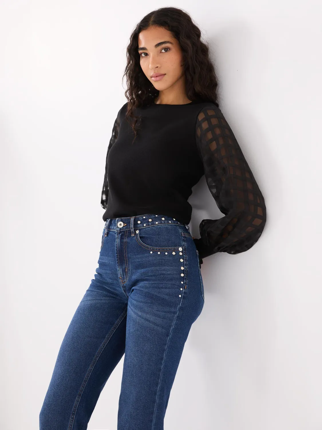 Chiffon Balloon Sleeve Top