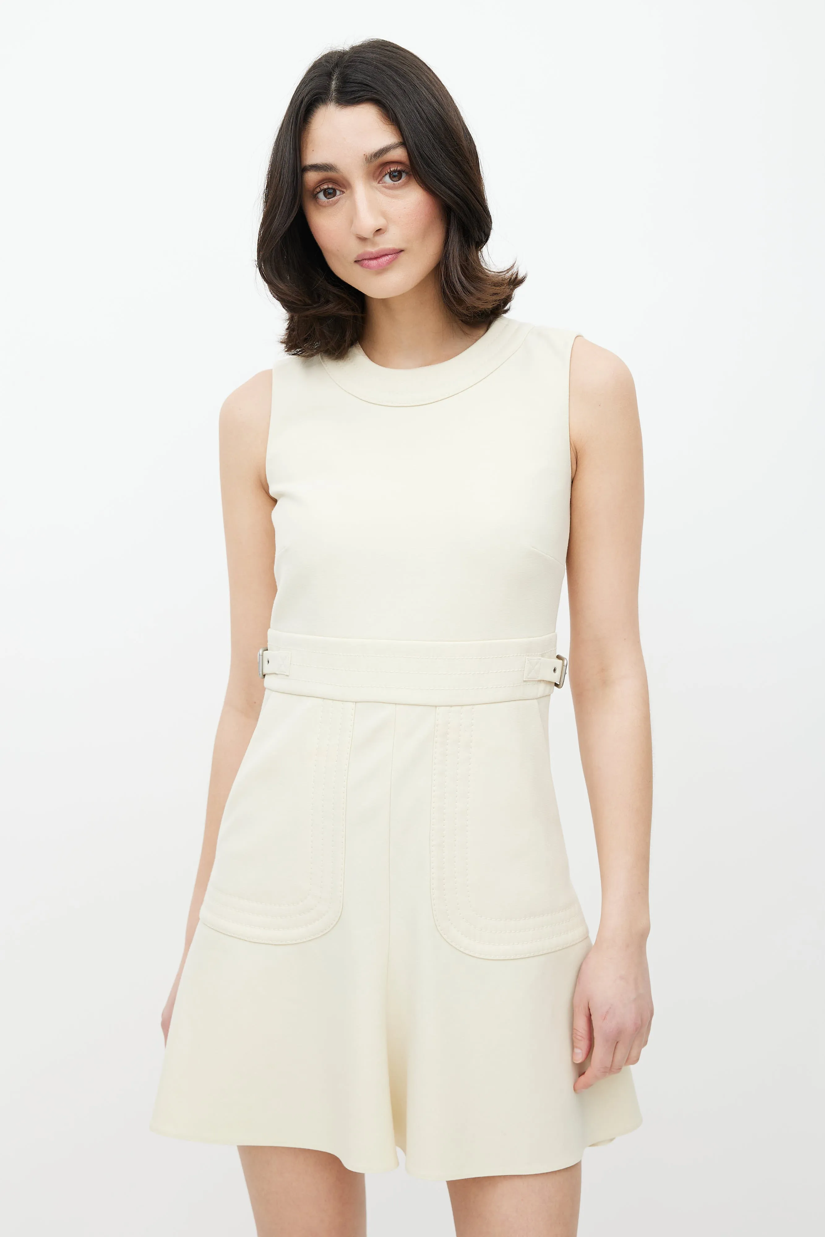 Cream Buckle Dress