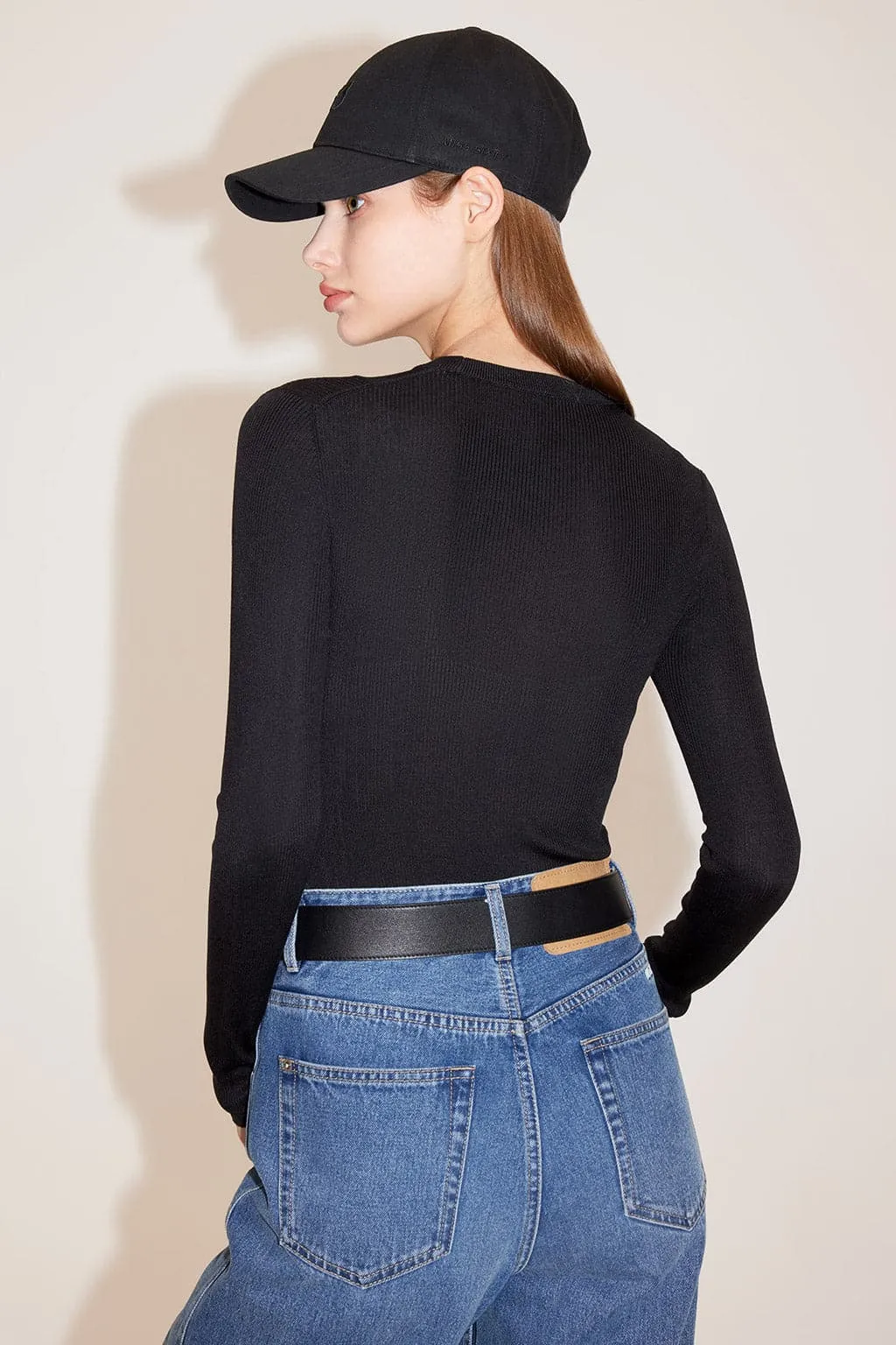 Crew Neck Monogram Jacquard Sweater