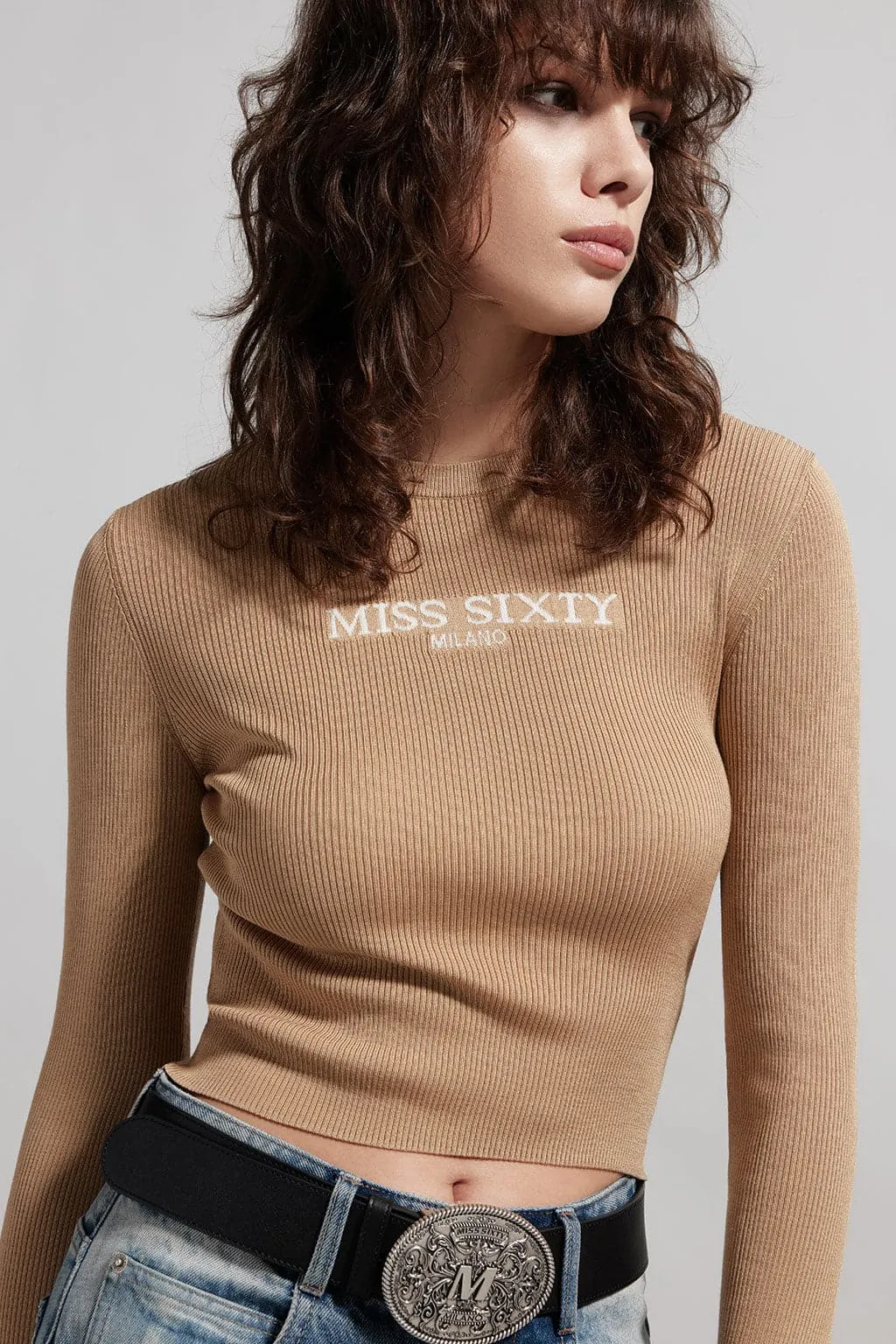 Crew Neck Monogram Jacquard Sweater