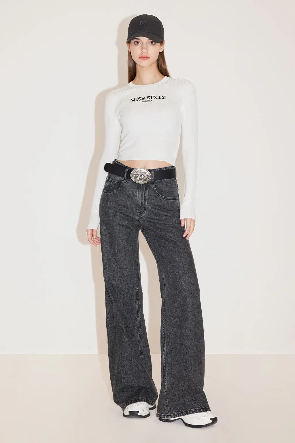 Crew Neck Monogram Jacquard Sweater