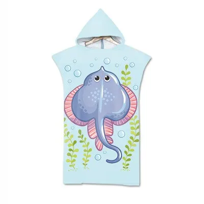 Cute  Print Microfiber Wetsuit Changing Robe Poncho Hood Beach Towel Qick Dry Hooded Towels For Swim Beach Surf Beachwear