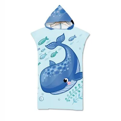 Cute  Print Microfiber Wetsuit Changing Robe Poncho Hood Beach Towel Qick Dry Hooded Towels For Swim Beach Surf Beachwear