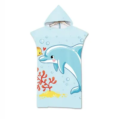Cute  Print Microfiber Wetsuit Changing Robe Poncho Hood Beach Towel Qick Dry Hooded Towels For Swim Beach Surf Beachwear