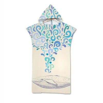 Cute  Print Microfiber Wetsuit Changing Robe Poncho Hood Beach Towel Qick Dry Hooded Towels For Swim Beach Surf Beachwear
