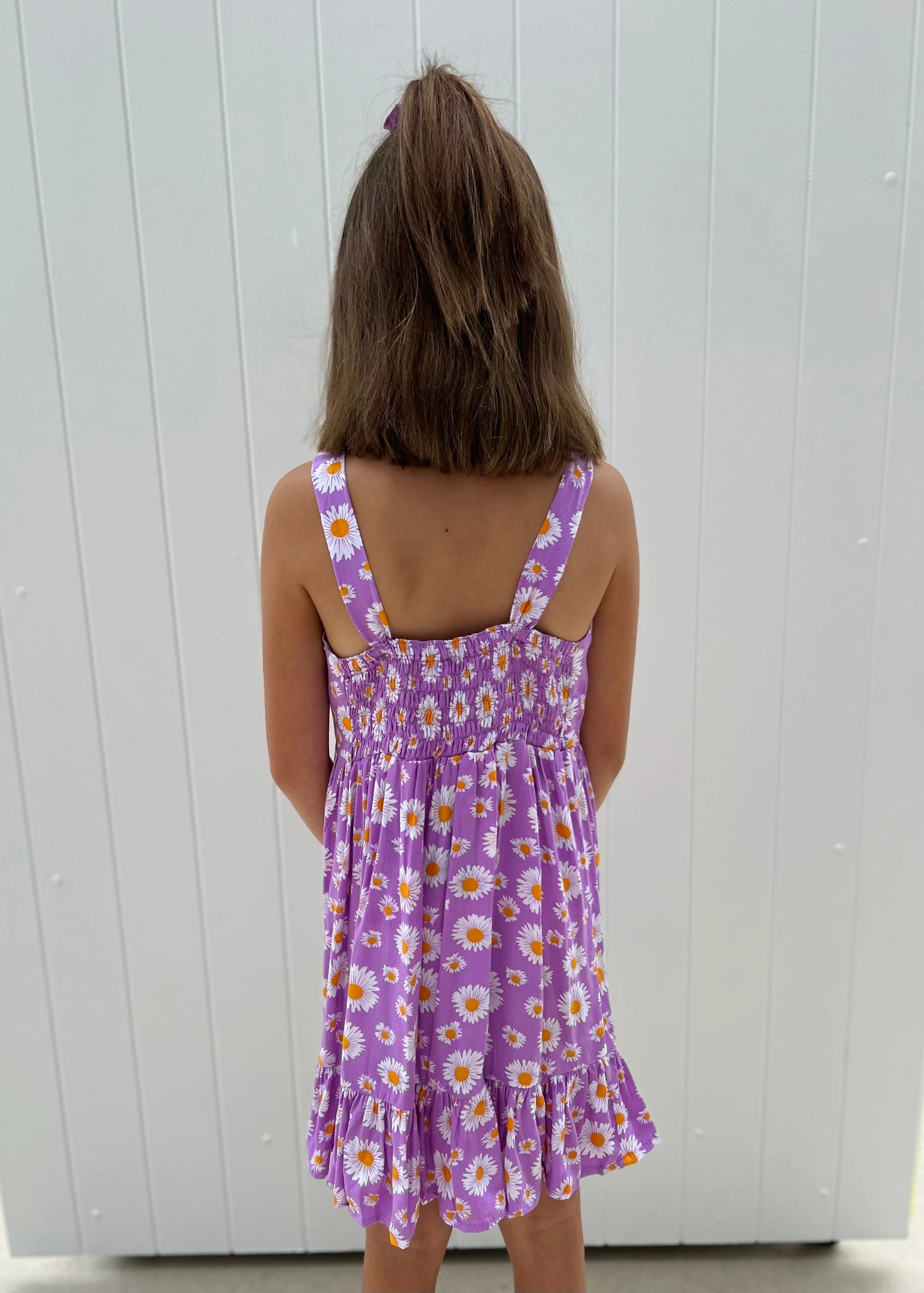 Daisies Kids Dress Purple