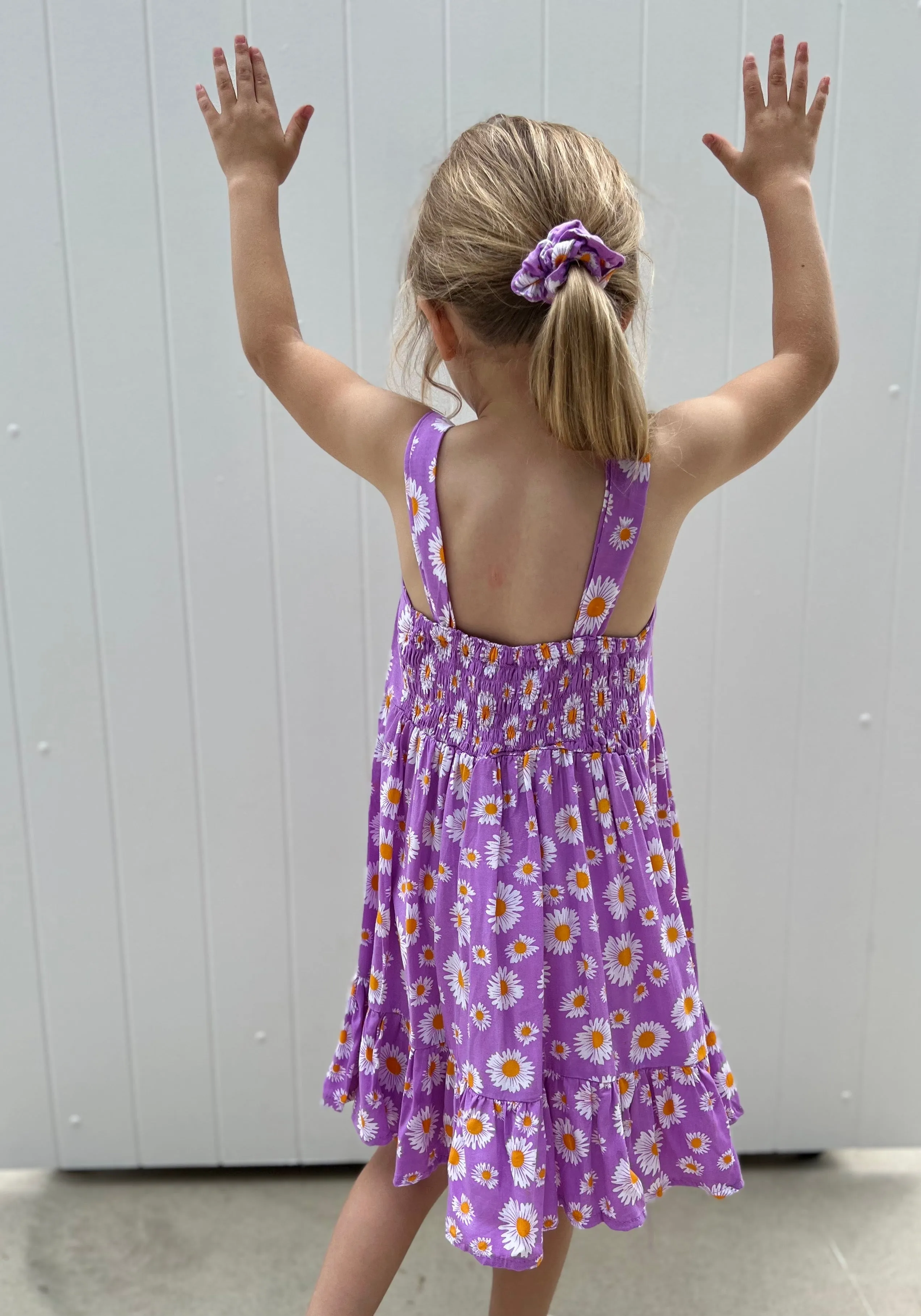 Daisies Kids Dress Purple