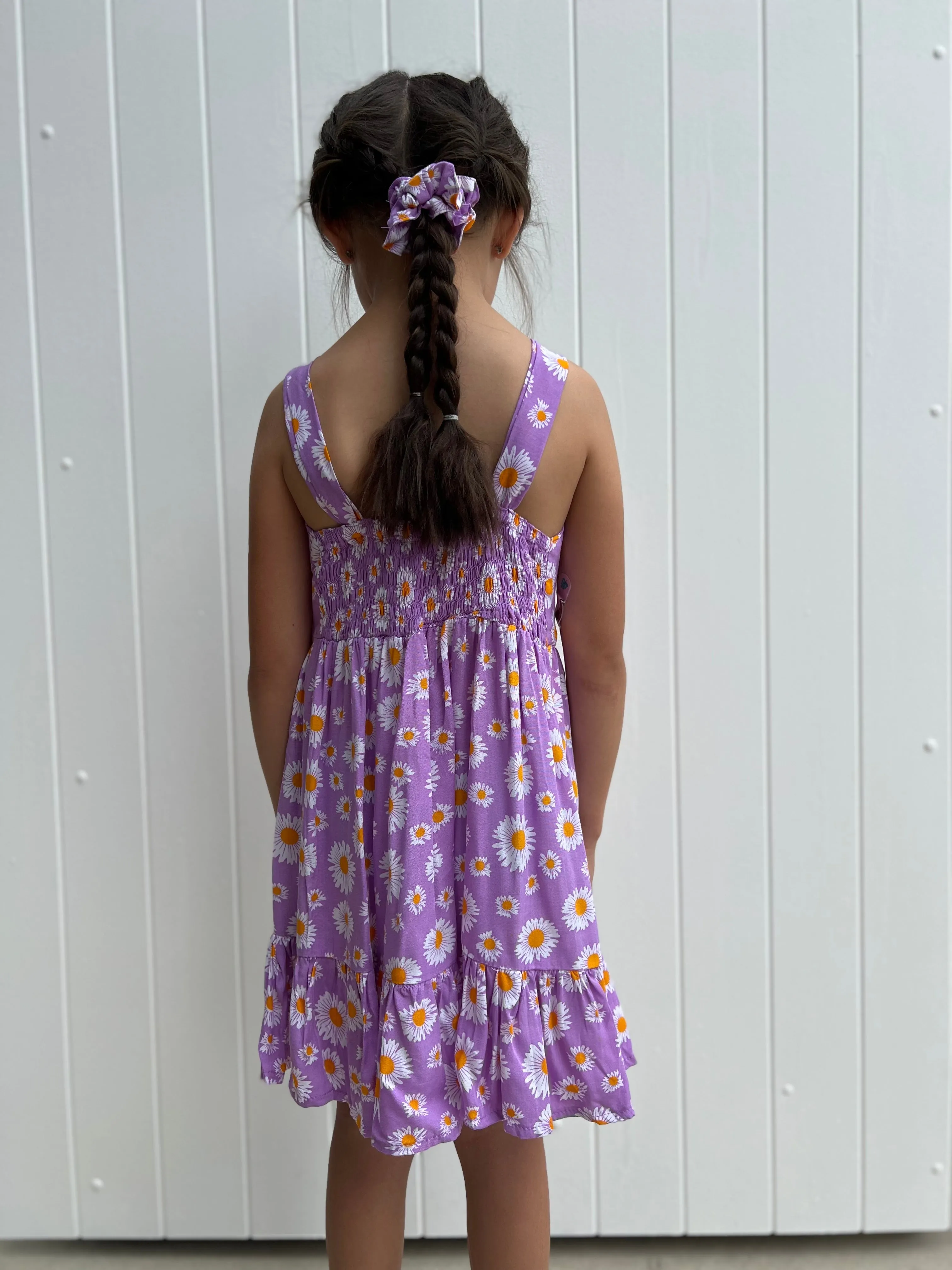 Daisies Kids Dress Purple