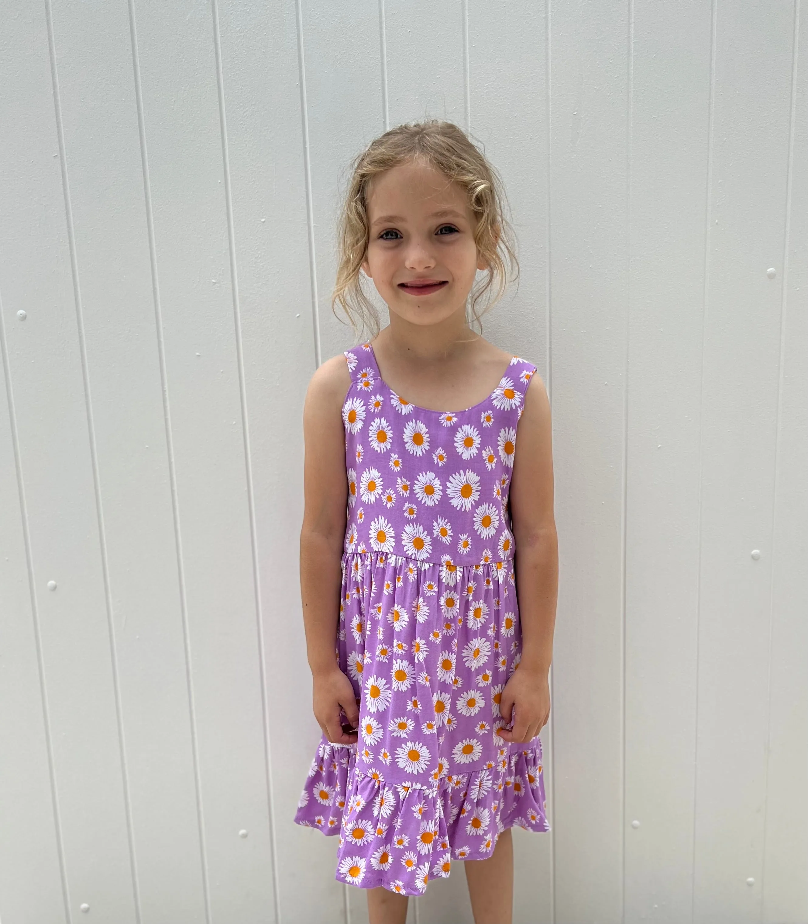 Daisies Kids Dress Purple