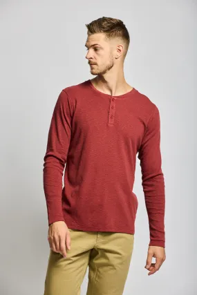 Easy Mondays Brick Slub Henley Long Sleeve T-Shirt