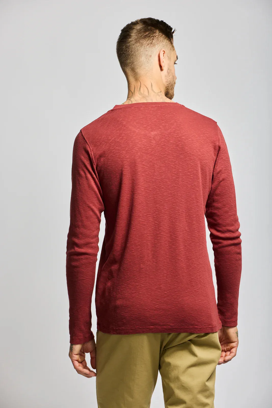 Easy Mondays Brick Slub Henley Long Sleeve T-Shirt