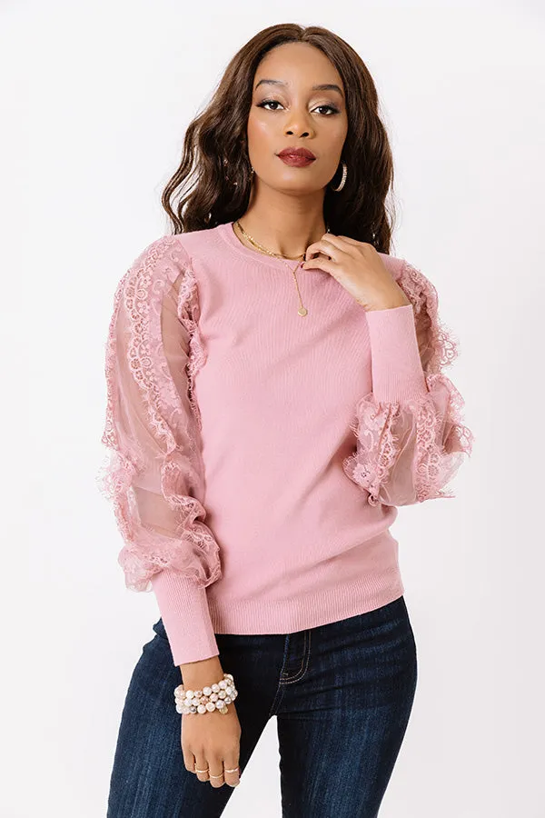 Fall Into My Kiss Sweater Top in Blush