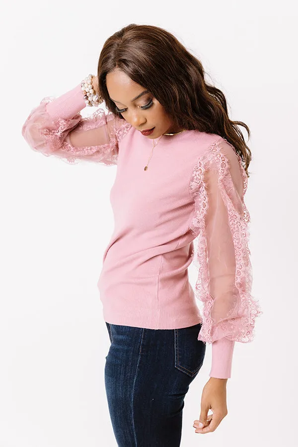 Fall Into My Kiss Sweater Top in Blush