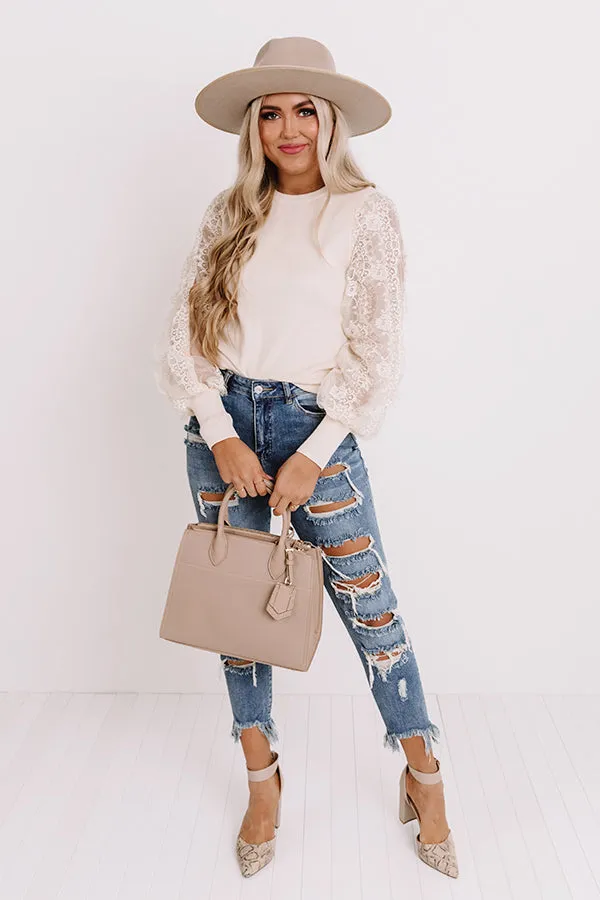 Fall Into My Kiss Sweater Top in Cream