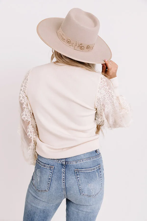 Fall Into My Kiss Sweater Top in Cream