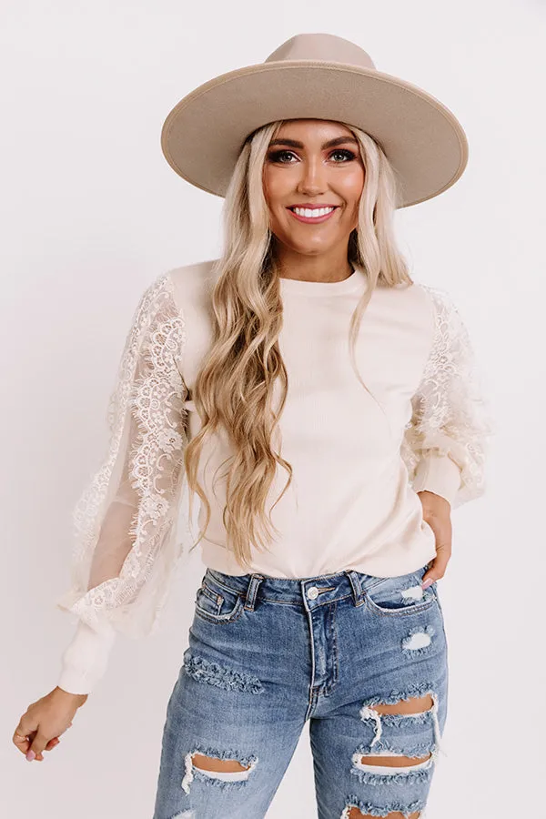 Fall Into My Kiss Sweater Top in Cream