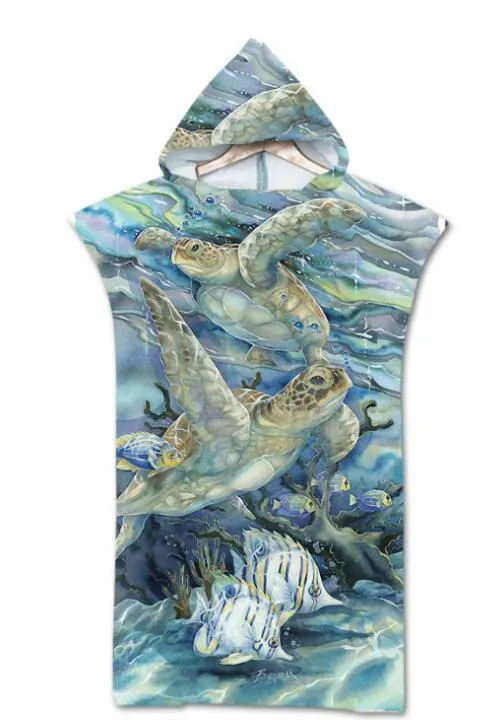 Fashion Quick Drying Changing Robe Beach Towel Animal Pattern Hooded Bath Towel Poncho Bathrobe Towels Adult Sport Cloak