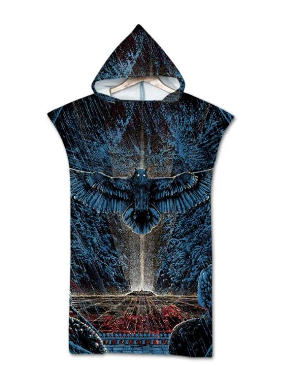 Fashion Quick Drying Changing Robe Beach Towel Animal Pattern Hooded Bath Towel Poncho Bathrobe Towels Adult Sport Cloak