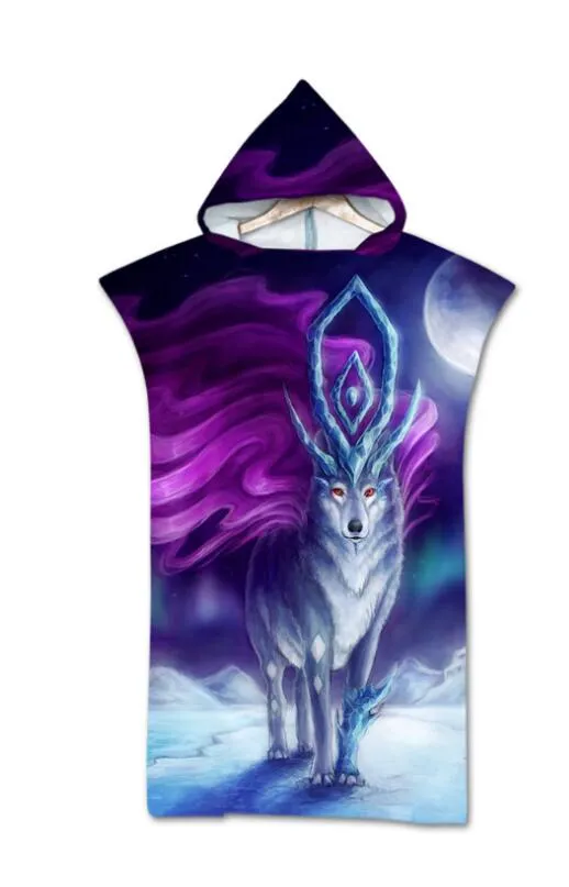 Fashion Quick Drying Changing Robe Beach Towel Animal Pattern Hooded Bath Towel Poncho Bathrobe Towels Adult Sport Cloak