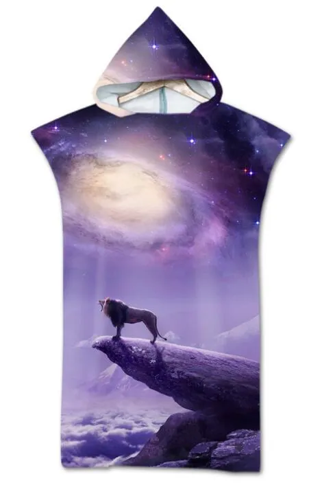 Fashion Quick Drying Changing Robe Beach Towel Animal Pattern Hooded Bath Towel Poncho Bathrobe Towels Adult Sport Cloak