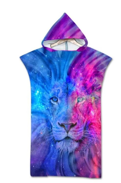 Fashion Quick Drying Changing Robe Beach Towel Animal Pattern Hooded Bath Towel Poncho Bathrobe Towels Adult Sport Cloak