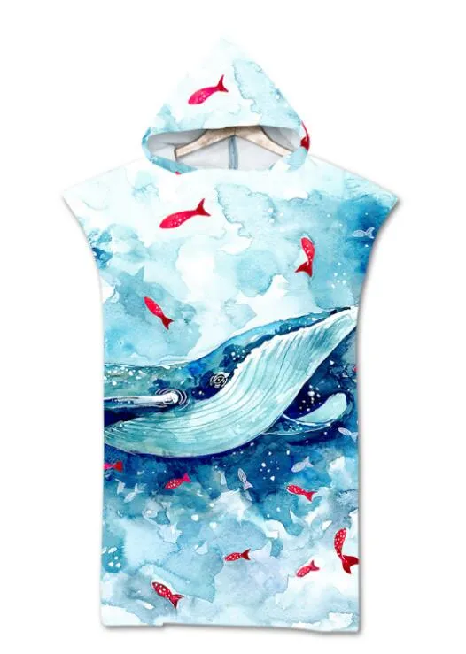Fashion Quick Drying Changing Robe Beach Towel Animal Pattern Hooded Bath Towel Poncho Bathrobe Towels Adult Sport Cloak