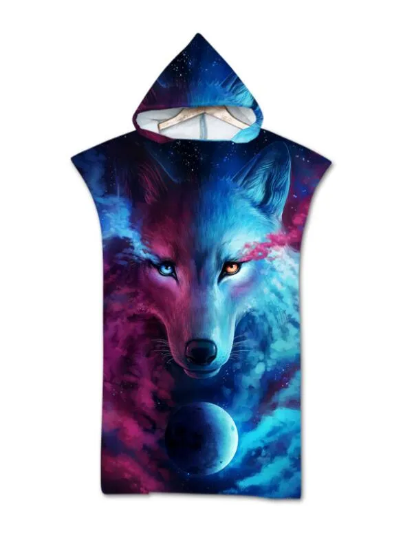Fashion Quick Drying Changing Robe Beach Towel Animal Pattern Hooded Bath Towel Poncho Bathrobe Towels Adult Sport Cloak