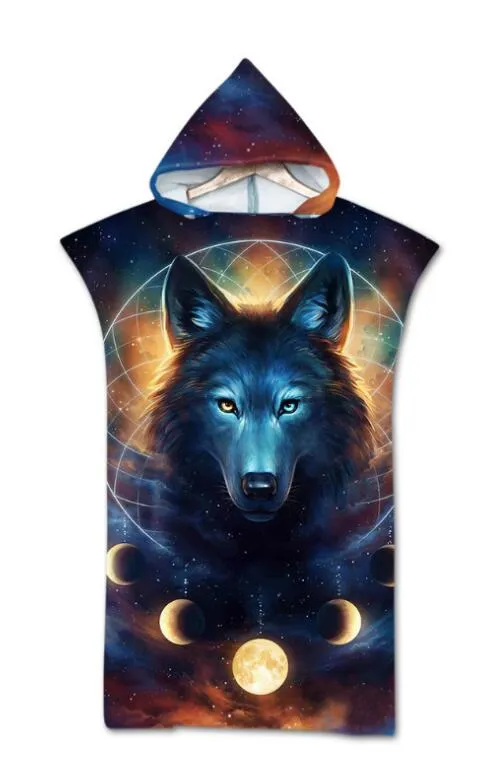 Fashion Quick Drying Changing Robe Beach Towel Animal Pattern Hooded Bath Towel Poncho Bathrobe Towels Adult Sport Cloak