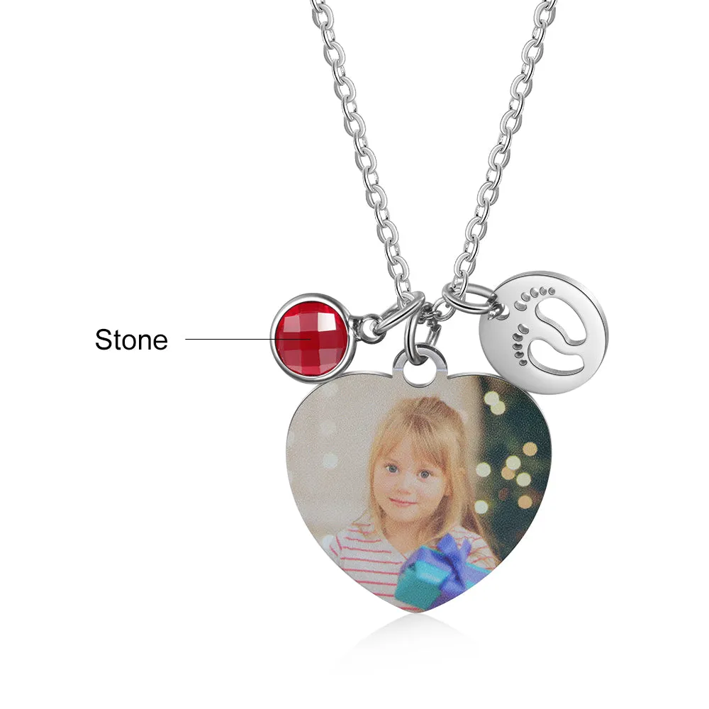 Heart Necklace With Picture - Baby Foot Necklace With Picture Gift For Princess