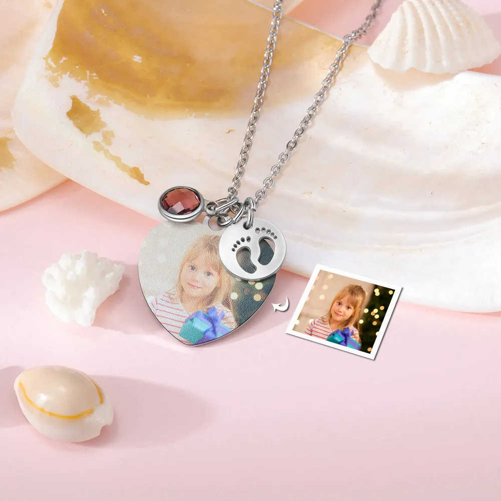 Heart Necklace With Picture - Baby Foot Necklace With Picture Gift For Princess