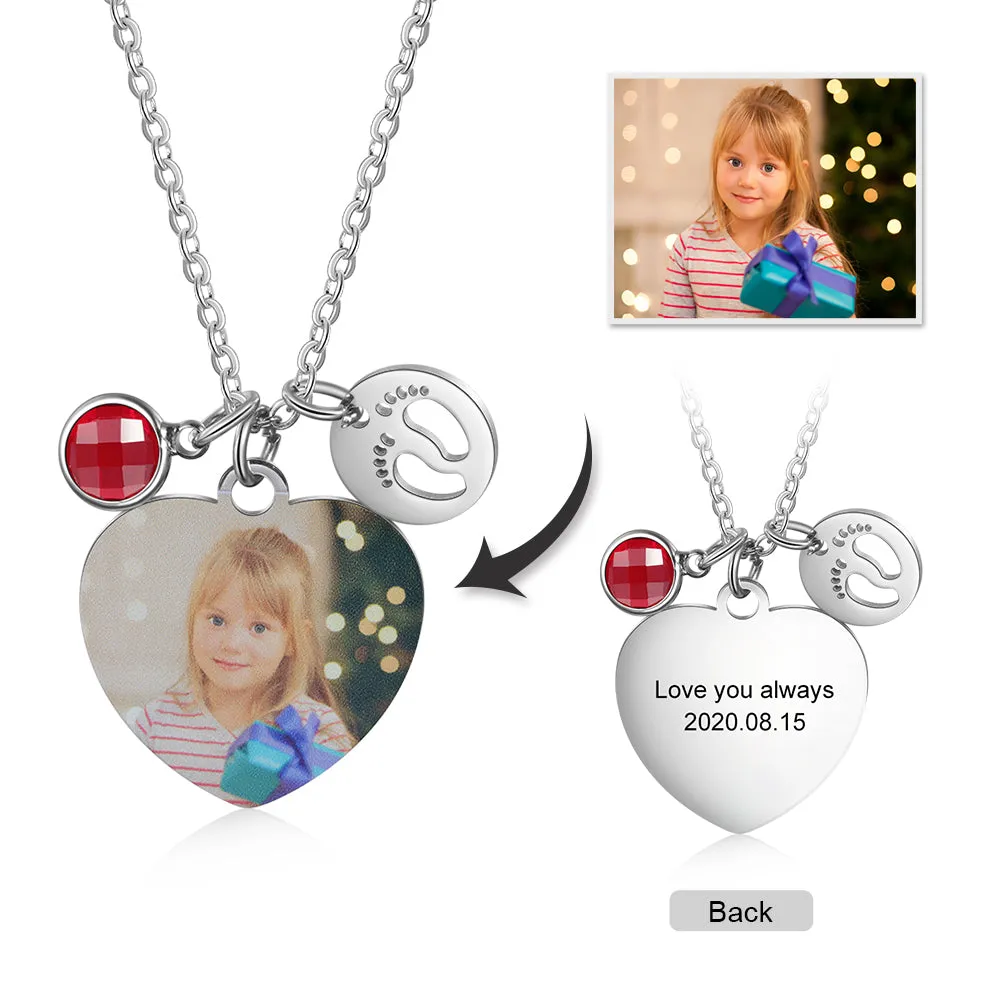 Heart Necklace With Picture - Baby Foot Necklace With Picture Gift For Princess