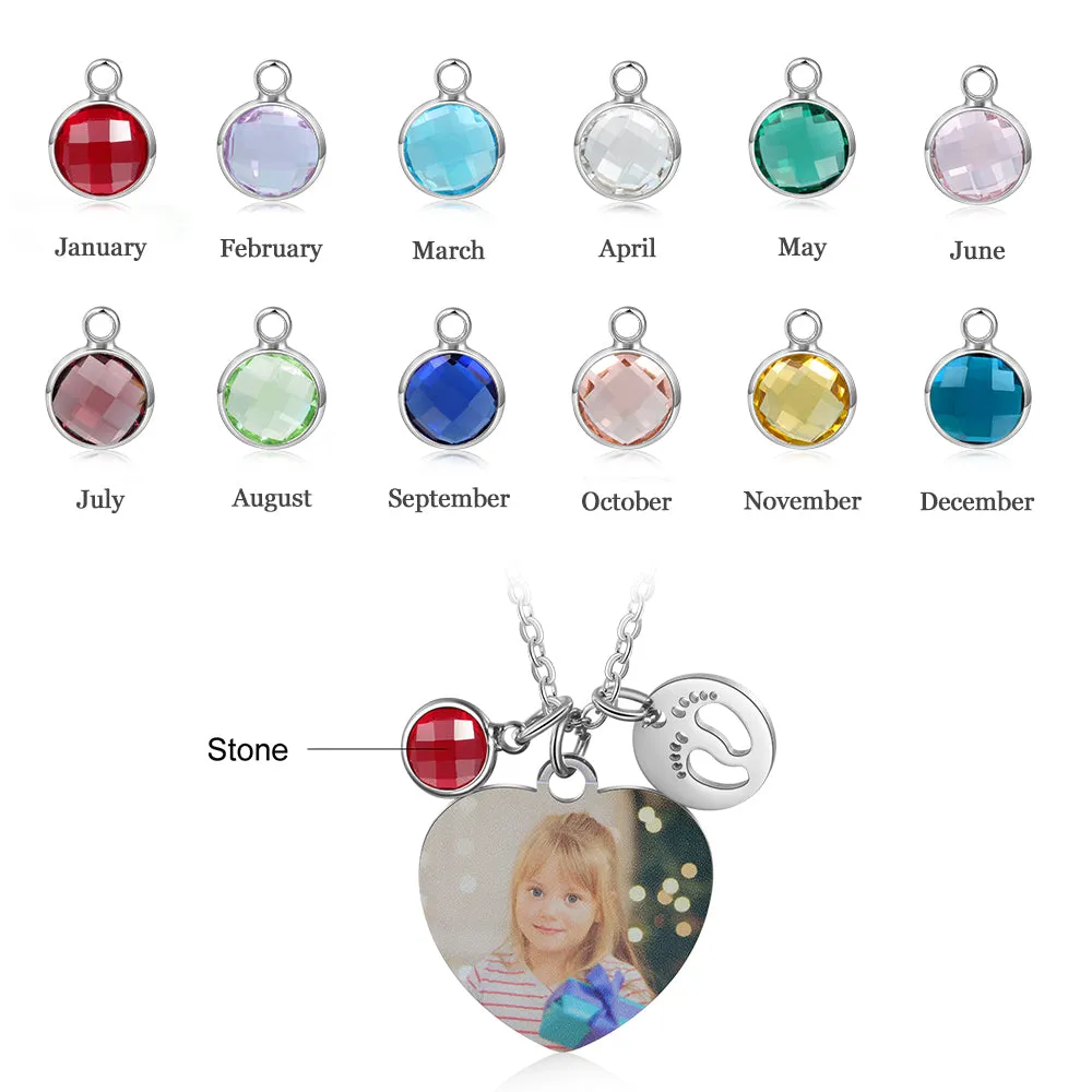 Heart Necklace With Picture - Baby Foot Necklace With Picture Gift For Princess