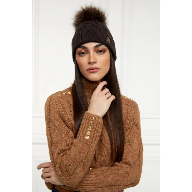 Holland Cooper Cortina Ladies Bobble Hat - Chocolate Mink
